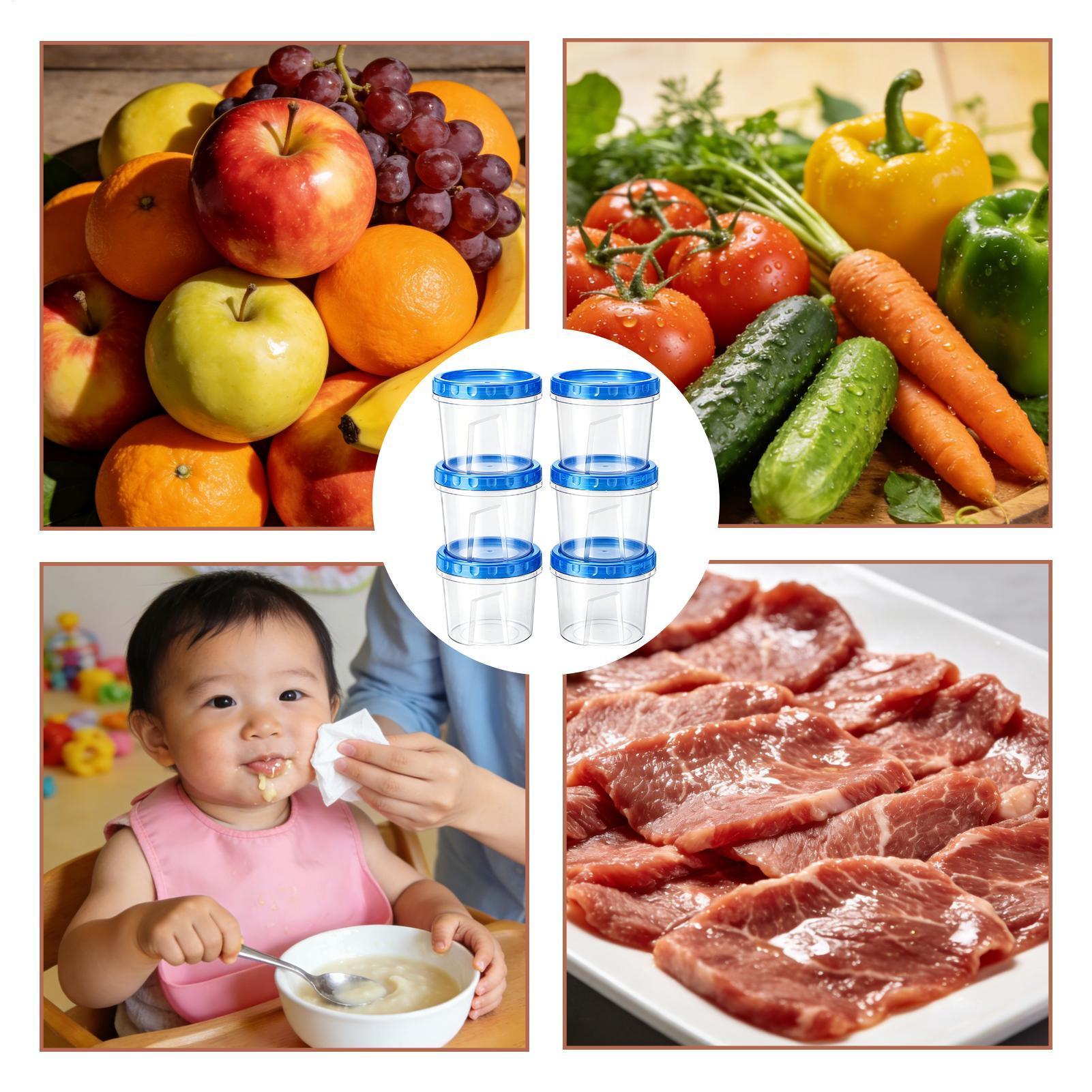Food Storage Containers - Gefrierbehälter für die Lebensmittelaufbewahrung, 6 Stück,