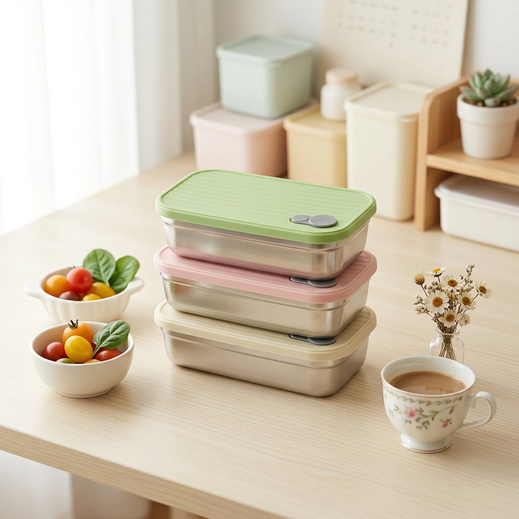 Food Storage Metal Box - Edelstahl Bento-Box Metall-Lunchbox Mikrowellengeeignete Lebensmittelbehälter Stapelbare