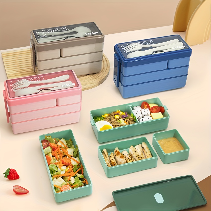 Food Storage Jars Plastic - 1450 ml Bento-Lunchbox, große Kapazität, mehrschichtige
