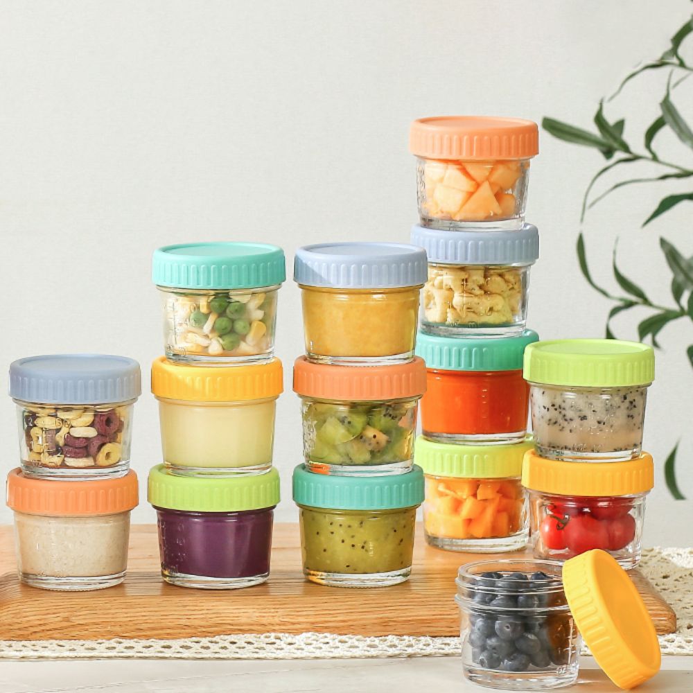 Food Storage With Glass Lids - 6 Stück Glas-Babynahrungsglas, wiederverwendbar, mit Deckel,