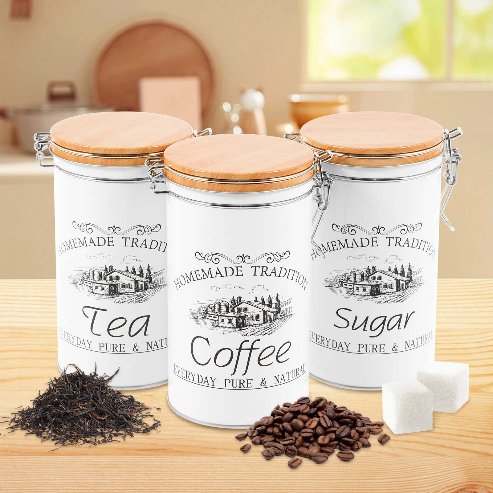 Food Storage Jar Set - 3 Teile/satz Tee Kaffee Zucker Kanister