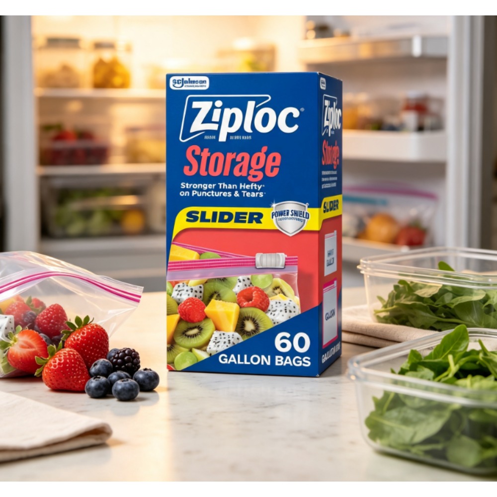 Ziploc Food Storage - Ziploc ® Marken-Lebensmittelaufbewahrungsbeutel mit Schiebeverschluss, Gallon-Größe,