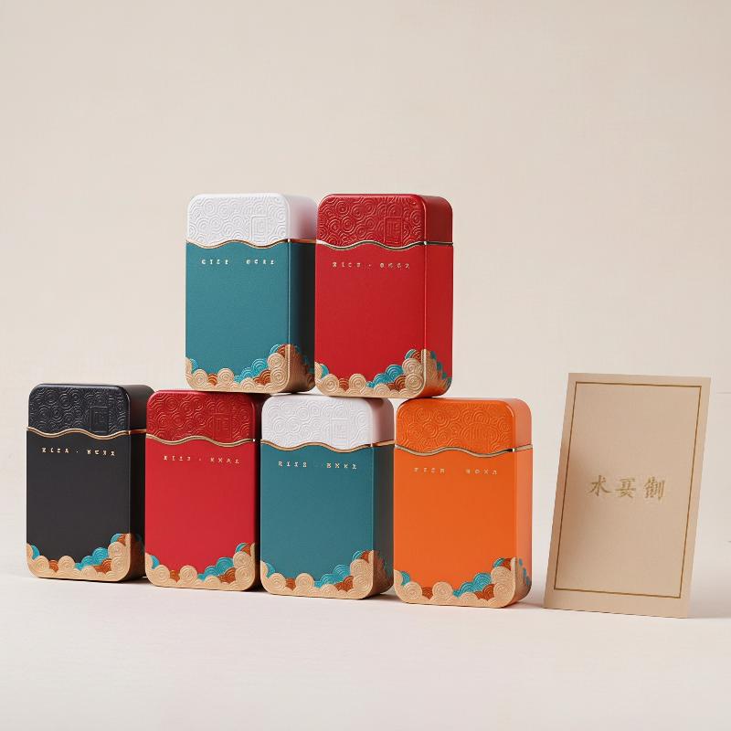 Food Storage Metal Box - Ungiftige rechteckige Metall-Teeaufbewahrungsbox mit Wellenmuster, kleine
