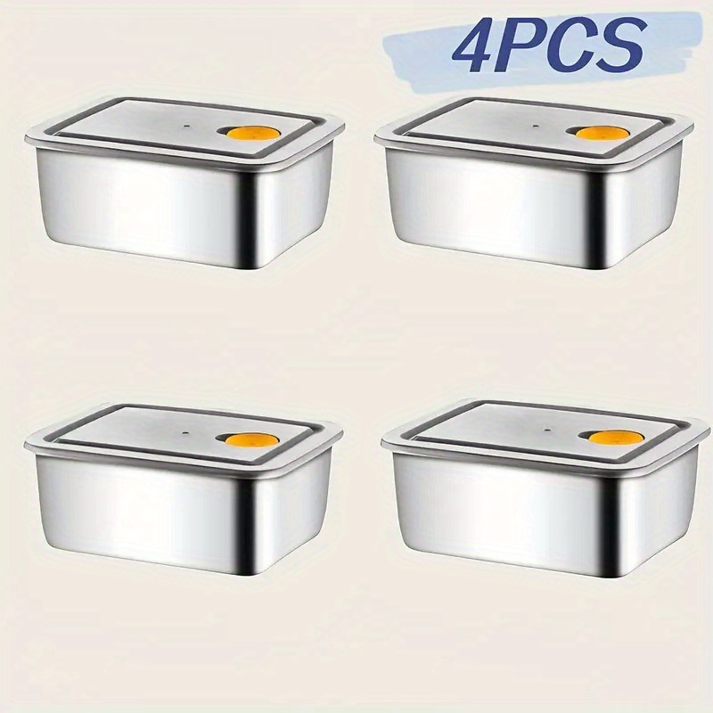 Food Storage Stainless Steel Containers - 4-teiliges Edelstahl-Lebensmittelbehälter-Set - Verstärkt, auslaufsicher, BPA-frei,