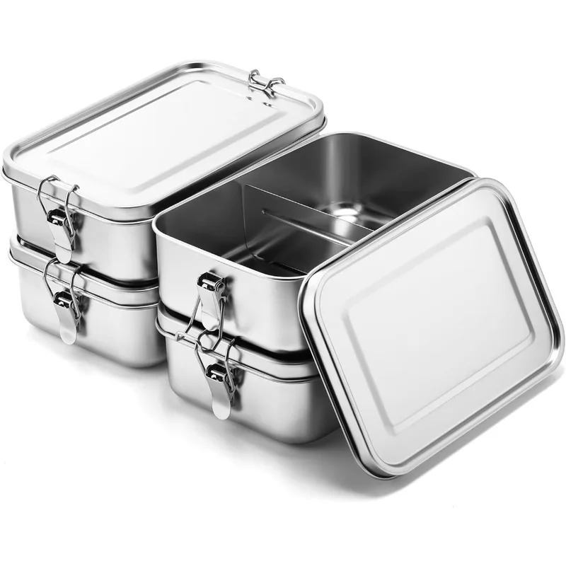 Food Storage Metal Box - 304 Edelstahl 1200/2400ml Lunchbox Bento-Box Metall-Lebensmittelbehälter