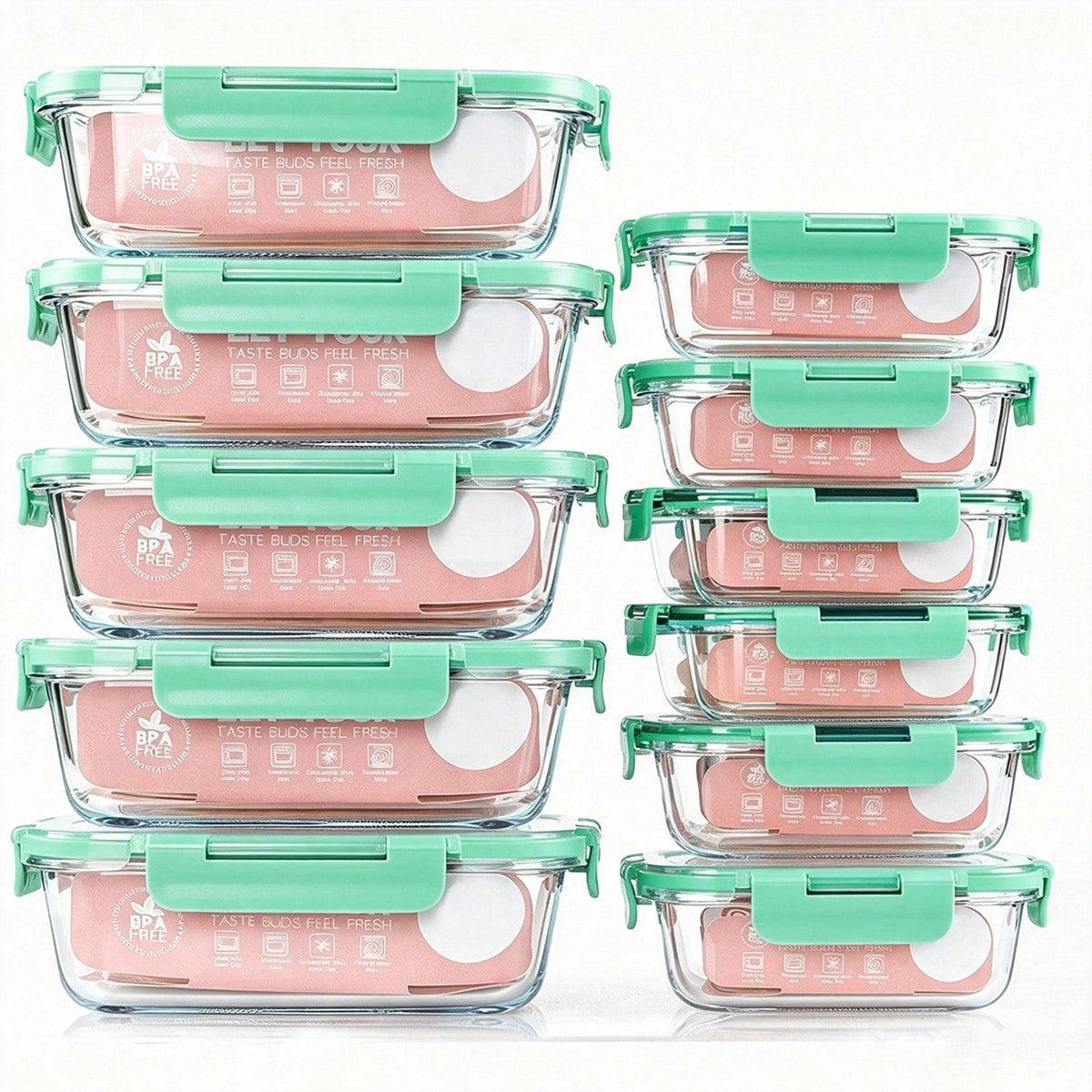Food Storage With Glass Lids - 10er-Pack Glasbehälter für die Essenszubereitung, Lebensmittelbehälter