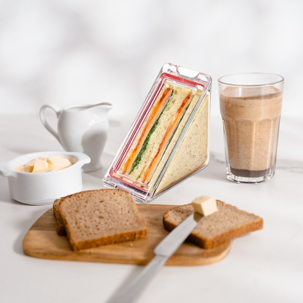 Food Storage Lock Box - 2 Stück Anti-Quetsch-Harz-Sandwichbehälter, rechteckige, glatte Aufbewahrungsbox