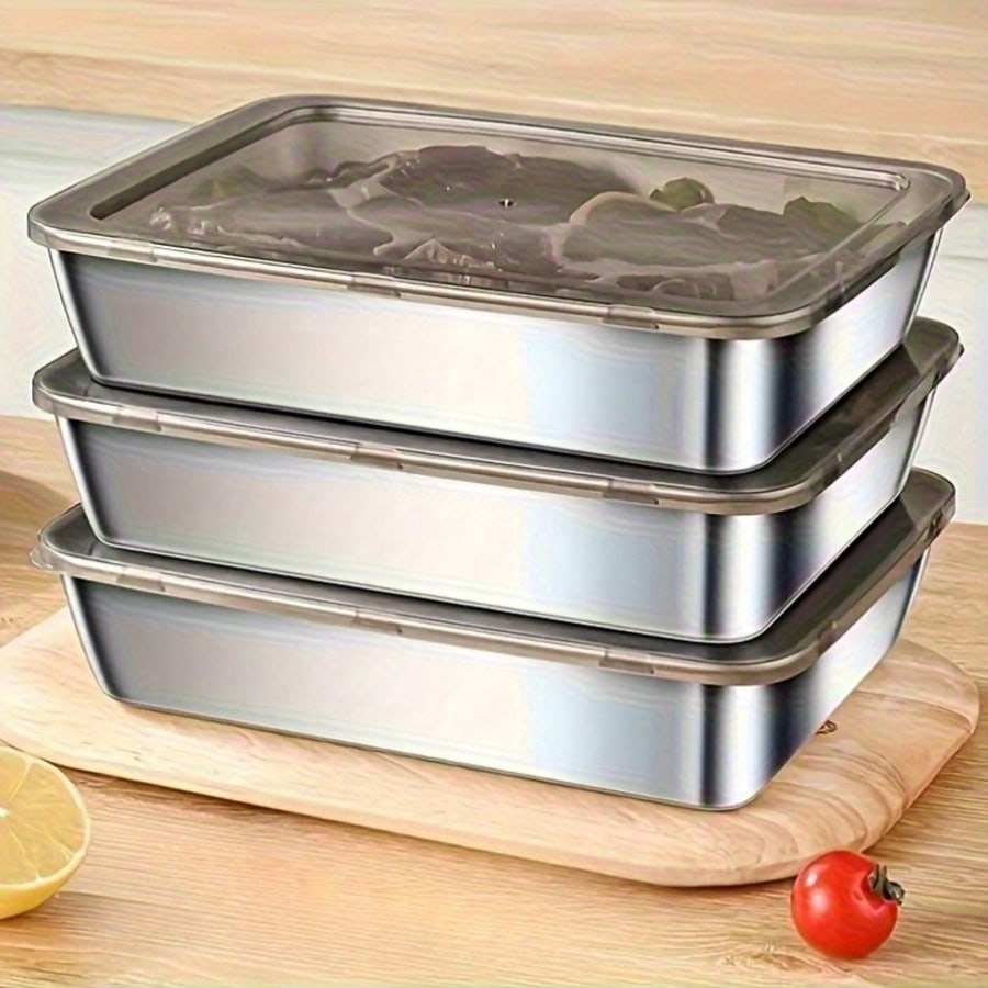 6-teiliges Set (3 Behälter + 3 – Food Storage Box Stainless Steel Bewertung und Preis